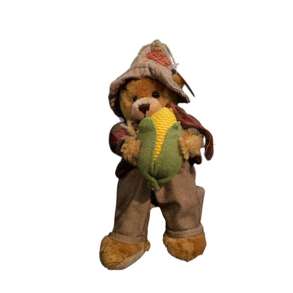 March Of Dimes Scarecrow Bear Bean Bag Plush Decor Corn Hat Plaid Coat Autumn - Picture 7 of 10